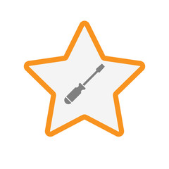 Isolated line art star icon with a screwdriver