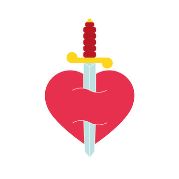 Heart with dagger icon vector illustration