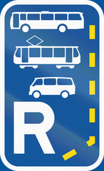 Road sign used in the African country of Botswana - Start of a reserved lane for buses, trams and mini-buses