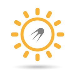 Isolated line art sun icon with a vintage satellite