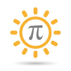 Isolated line art sun icon with the number pi symbol