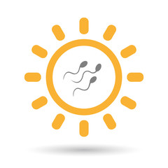 Isolated line art sun icon with sperm cells