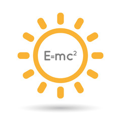 Isolated line art sun icon with the Theory of Relativity formula