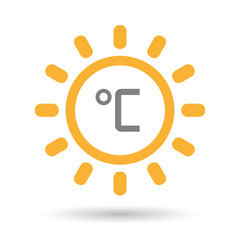 Isolated line art sun icon with  a celsius degree sign