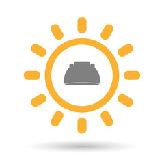 Isolated line art sun icon with a work helmet