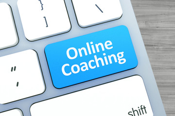 Online Coaching Text on a Button on Modern Computer Keyboard. To