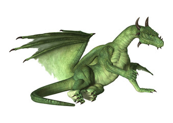 Obraz premium 3D renderowania Fantasy Dragon na białym tle