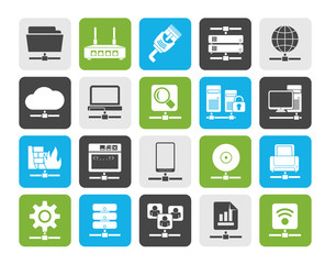 Silhouette Computer Network and internet icons - vector icon set