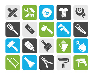 Silhouette Construction tools object icons - vector icon set