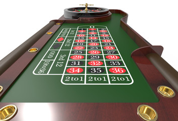Casino roulette wheel 3D render