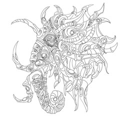 Elephant in the heavy, patterned armor