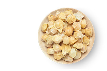 Physalis fruit in a wooden plate