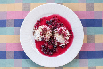 Fresh dessert on the table