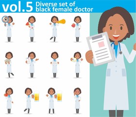 Diverse set of black female doctor on white background , EPS10 vector format vol.5