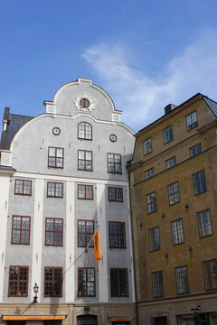 Stockholm: Historisches Gebäude auf dem Platz Stortorget in der Altstadt