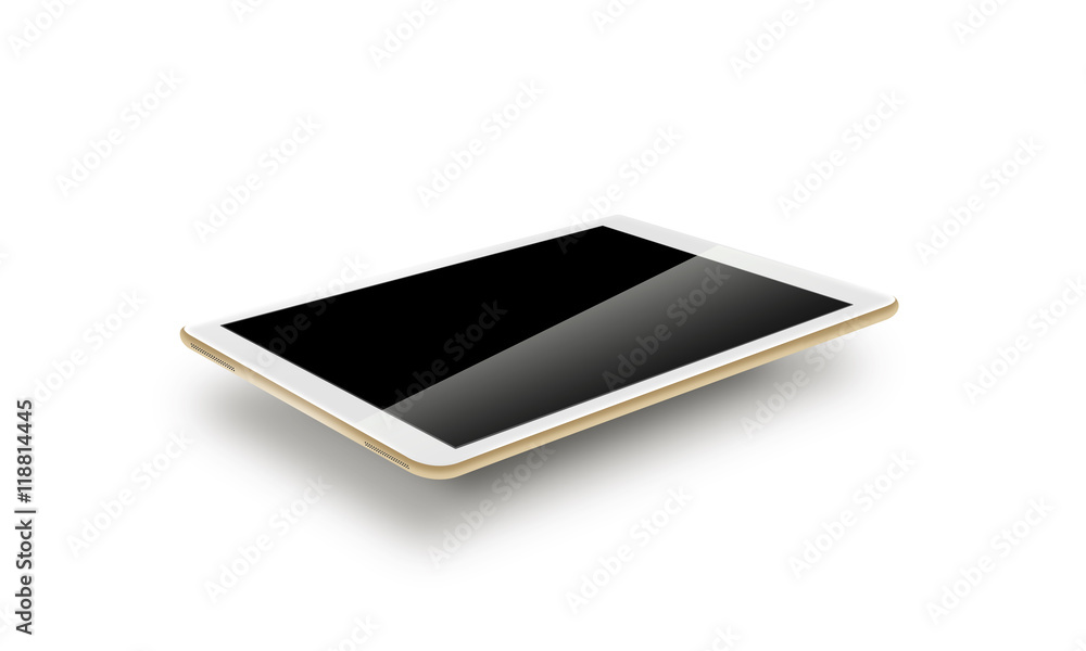 Poster mockup gold tablet realistic style. isolated on white background. nice tab mock up for the web desig