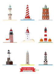 Lighthouses Flat design icons set 2