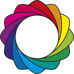 Stilisierter Armreif in Regenbogenfarben
