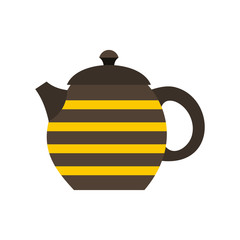 Striped teapot icon in flat style on a white background