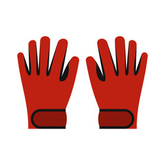 Obraz premium Red winter ski gloves icon in flat style on a white background