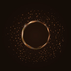 vector illustration. Golden circle with glowing sparks