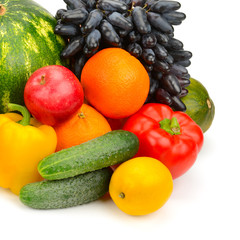 fruits and vegetables isolated on white background
