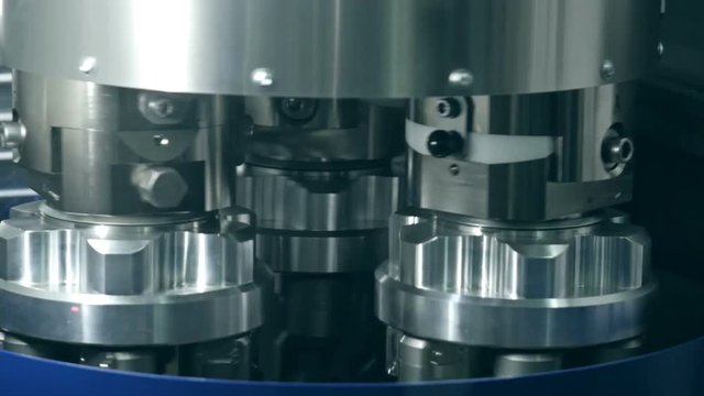 Detail of stainless steel machinery in physics laboratory nano grinding