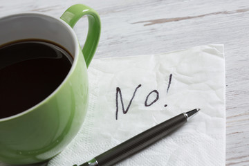 Word NO on napkin