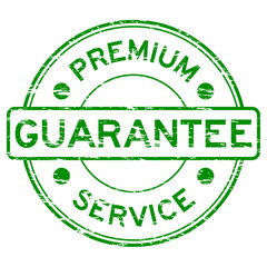 Grunge green premium service guarantee rubber stamp