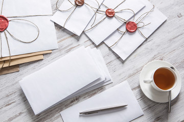 Letter with seal on table