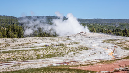 Eruption of the Old Faithful Geyser, Yellowstone National Park, Wyoming, USA
