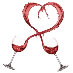 Photo sur Aluminium Vin red wine heart shaped