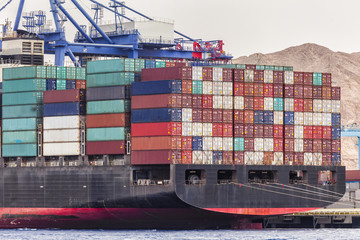 Huge container cargo at the shore