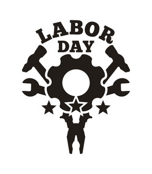 Labor Day logo. Vector illustration isolated on a white background