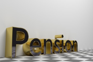 Pension gold rendered illustration