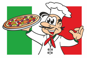 Pizza Pizzabäcker Italien Fahne rechteckig