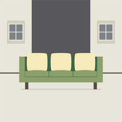 Modern Flat Design Sofa Interior Vector Illustration