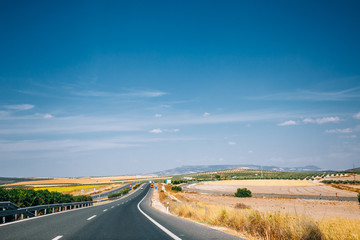 Beautiful asphalt freeway, motorway, highway in Andalusia, Spain
