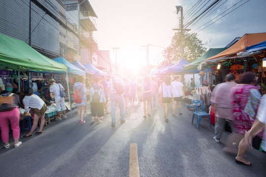 Blurred image of street market