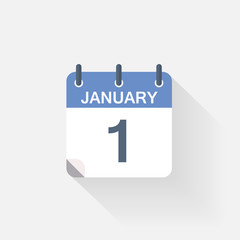 1 january calendar icon on grey background