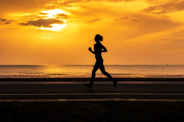 Women running at beach