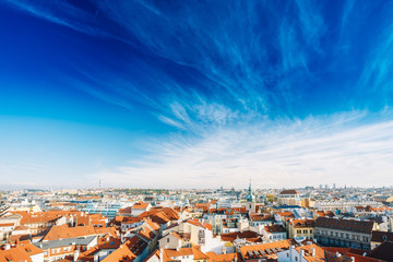 Obraz premium Cityscape Of Prague, Czech Republic. View From Viewpoint On Old Hall Tower