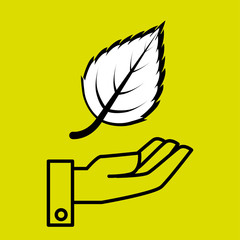 hand leaf tree nature vector illustration design