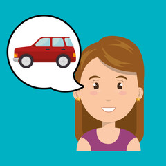 woman car vehicle transport vector illustration design