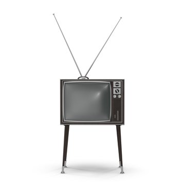 Old TV With Legs On White 3D Illustration