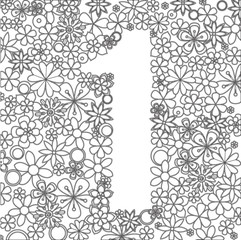 Number one made of black and white flowers