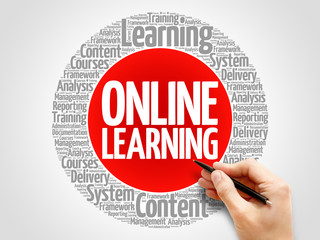 Online Learning word cloud collage, business concept background