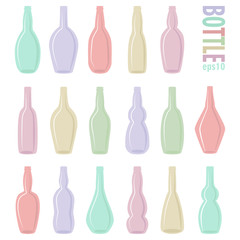 Set of simple bottles, flat style. Colorful bottle