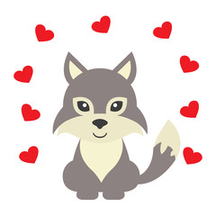 cartoon wolf with heart