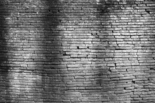 Brick wall texture pattern or brick wall background for interior or exterior design with copy space for text or image. Black and white.